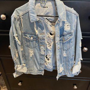 Topshop Destroyed Jean Jacket - Size 6